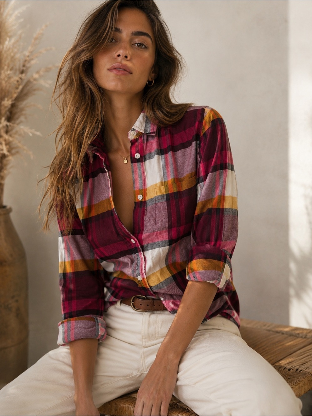 J.Crew Classic Plaid Flannel Button Down Shirt Size 00